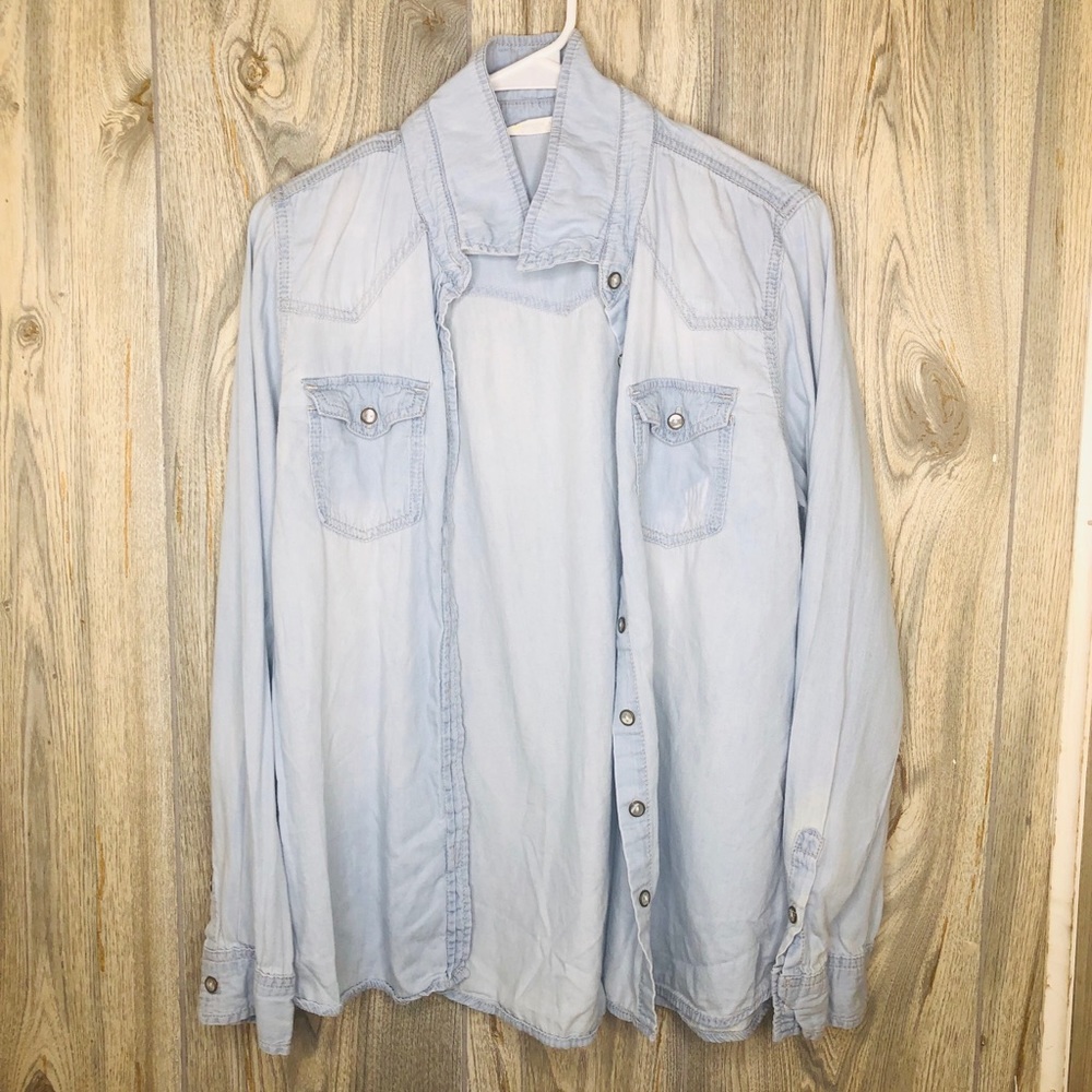 Thin Light Blue Denim Shirt Jacket